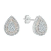 Fine Jewelry 1 Ct. T.w. Natural White Diamond 10k Two Tone Gold 13.4mm Pear Stud Earrings In White