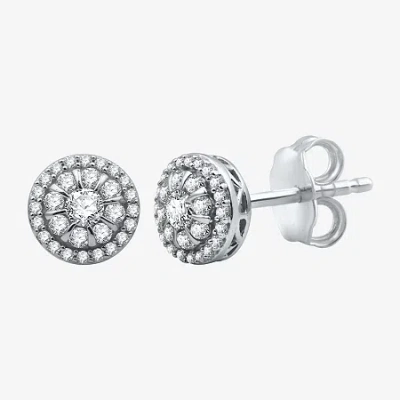 Fine Jewelry 1 Ct. T.w. Natural White Diamond 10k White Gold 9.9mm Round Stud Earrings