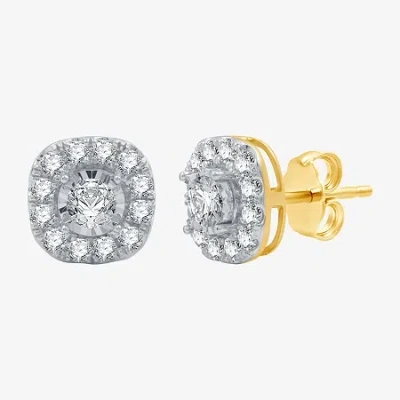 Fine Jewelry 1 Ct.t.w. Natural Diamond 10k Gold 9.7mm Stud Earrings In Yellow