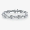 Fine Jewelry 1 Ct.t.w. Natural Diamond Sterling Silver Heart Tennis Bracelet In Transparent