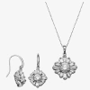 Fine Jewelry 100 Facets By Diamonart Cubic Zirconia 2-pc Drop Earrings And Necklace Set In Silver