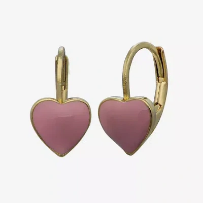Fine Jewelry Kids' 10k Gold Over Brass 5mm Enamel Heart Stud Earrings In Pink