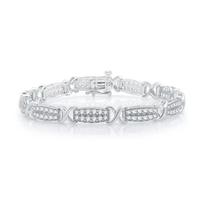 Fine Jewelry 10k White Gold Solid Link Bracelet In Transparent