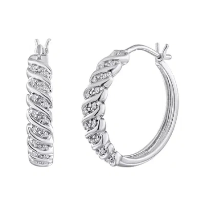 Fine Jewelry 1/10 Ct. T.w. Diamond Hoop Earrings In Sterling Silver Or 14k Gold Over Silver