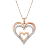 Fine Jewelry 1/10 Ct. T.w. Diamond Openwork Triple-heart Pendant Necklace In Sterling Silver Or 14k Gold Over Sil