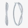 Fine Jewelry 1/10 Ct. T.w. Lab-grown (g-h / I1-i2) Diamond Hoop Earrings In Sterling Silver Or 14k Gold Over Silv In Silver