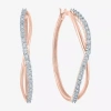 Fine Jewelry 1/10 Ct. T.w. Lab-grown (g-h / I1-i2) Diamond Hoop Earrings In Sterling Silver Or 14k Gold Over Silv