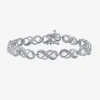 Fine Jewelry 1/10 Ct. T.w. Natural Diamond Sterling Silver Heart Tennis Bracelet In Transparent