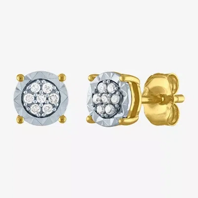 Fine Jewelry 1/10 Ct. T.w. Natural White Diamond 10k Gold 5.5mm Stud Earrings In Yellow