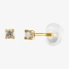 Fine Jewelry 1/10 Ct. T.w. Natural White Diamond 14k Gold 2.5mm Round Stud Earrings In Yellow