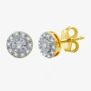Fine Jewelry 1/10 Ct. T.w. Natural White Diamond 14k Gold Over Silver 6.7mm Round Stud Earrings In Multi