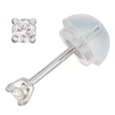 Fine Jewelry Kids' 1/10 Ct. T.w. Natural White Diamond 14k White Gold 2.5mm Stud Earrings In Metallic