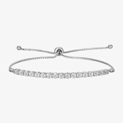 Fine Jewelry 1/10 Ct. T.w. Natural White Diamond Bolo Bracelet In Sterling Silver Or 14k Gold Over Silver