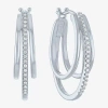 Fine Jewelry 1/10 Ct. T.w. Sterling Silver Or 14k Gold Over Silver Diamond Multi Hoop Earrings In Silver