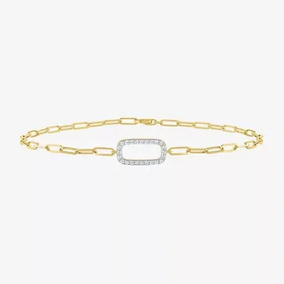 Fine Jewelry 1/10 Ct.t.w. Diamond (g-h / Si2-i1) Womens 10k Gold 8 Inch Paperclip Chain Bracelet In Yellow