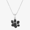 Fine Jewelry 1/10 Ct.t.w. Natural Color-enhanced Black Diamond Sterling Silver Paw Pendant Necklace In Transparent