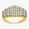 Fine Jewelry 1/10 Ct.t.w. Natural Diamond 7-row 14k Gold Over Silver Ring In Transparent