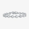 Fine Jewelry 1/10 Ct.t.w. Natural Diamond Heart Tennis Bracelet In Sterling Silver In Transparent