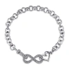 Fine Jewelry 1/10 Ct.t.w. Natural Diamond Sterling Silver Heart & Infinity Bracelet In Transparent