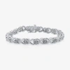 Fine Jewelry 1/10 Ct.t.w. Womens 1/10 Ct. T.w. Natural White Diamond Sterling Silver 7.5 Inch Tennis Bracelet