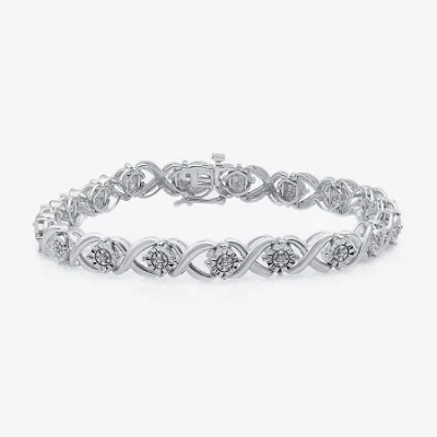 Fine Jewelry 1/10 Ct.t.w. Womens 1/10 Ct. T.w. Natural White Diamond Sterling Silver 7.5 Inch Tennis Bracelet