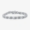 Fine Jewelry 1/10 Ct.t.w. Womens 1/10 Ct. T.w. Natural White Diamond Sterling Silver 7.5 Inch Tennis Bracelet In Transparent