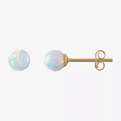 Fine Jewelry Kids' 1/2 Ct. Lab Created White Opal 14k Gold Over Silver 5mm Stud Earrings
