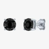 Fine Jewelry 1/2 Ct. T.w. Natural Black Diamond Sterling Silver 6.5mm Round Stud Earrings In White
