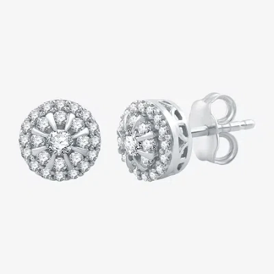 Fine Jewelry 1/2 Ct. T.w. Natural White Diamond 10k White Gold 7.9mm Round Stud Earrings