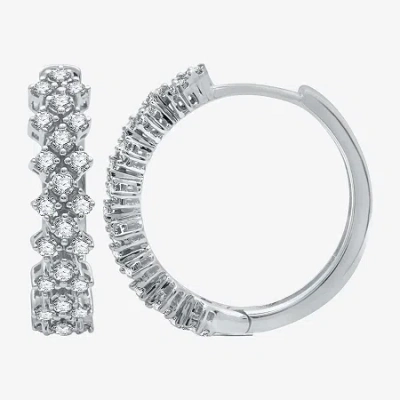 Fine Jewelry 1/2 Ct. T.w. Natural White Diamond 10k White Or Yellow Gold 18.4mm Hoop Earrings