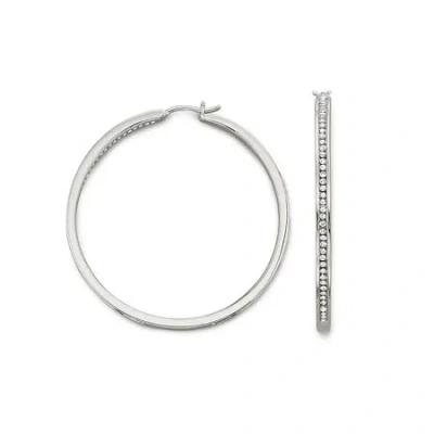 Fine Jewelry 1/2 Ct.t.w. Natural Diamond 2" Sterling Silver Hoop Earrings"