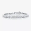 Fine Jewelry 1/2 Ct.t.w. Natural Diamond Sterling Silver Bracelet In Silver