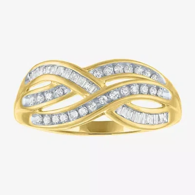 Fine Jewelry 1/3 Ct. T.w. Diamond 10k Gold Swirl Ring In Yellow