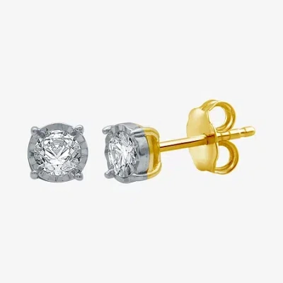 Fine Jewelry 1/3 Ct. T.w. Natural White Diamond 10k Gold 4.8mm Stud Earrings In Yellow
