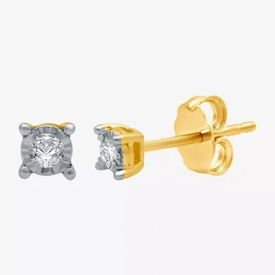 Fine Jewelry 1/3 Ct. T.w. Natural White Diamond 14k Gold Over Silver 6mm Round Stud Earrings In Multi