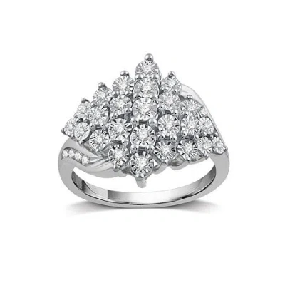 Fine Jewelry 1/3 Ct.t.w. Natural Diamond Cocktail Ring In White