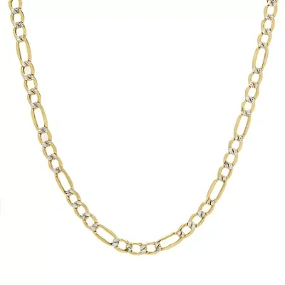 Fine Jewelry 14k Gold 20 - 24 Inch Hollow Figaro Chain Necklace In Transparent
