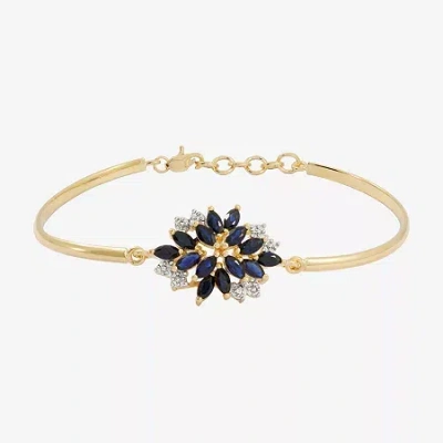Fine Jewelry 14k Gold Over Silver Gemstone Flower Bangle Bracelet