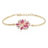 Fine Jewelry 14k Gold Over Silver Gemstone Flower Bangle Bracelet In Red