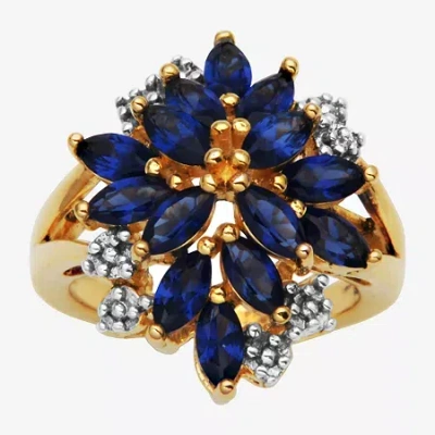 Fine Jewelry 14k Gold Over Silver Lab-created Gemstone Flower Ring
