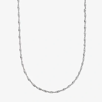 Fine Jewelry 14k White Gold 18 - 24 Inch Solid Singapore Chain Necklace In Transparent
