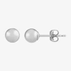 Fine Jewelry 14k White Gold 4mm Ball Stud Earrings In Transparent