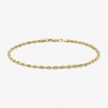 Fine Jewelry 14k Yellow Gold 2.5mm Rope Chain Bracelet In Transparent
