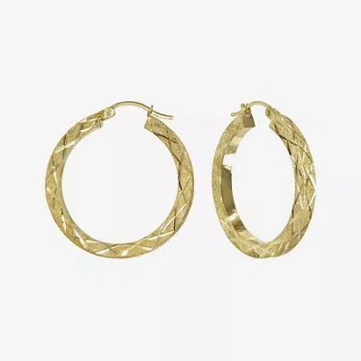Fine Jewelry 14k Yellow Gold Laser-cut Square Tube Hoop Earrings In Transparent