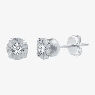 Fine Jewelry 1/5 Ct. T.w .natural Diamond 10k White Gold Stud Earrings In Yellow
