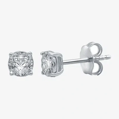 Fine Jewelry 1/5 Ct. T.w. Natural Diamond Stud Earrings In 10k Gold In White