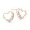 Fine Jewelry 1/6 Ct. T.w. Natural White Diamond 10k Gold 11mm Heart Stud Earrings In Pink