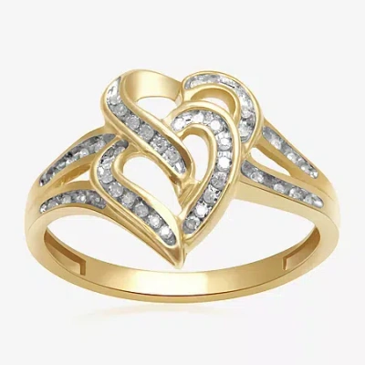 Fine Jewelry 1/8 Ct. T. W. Diamond 10k Yellow Or Rose Gold Double-heart Ring