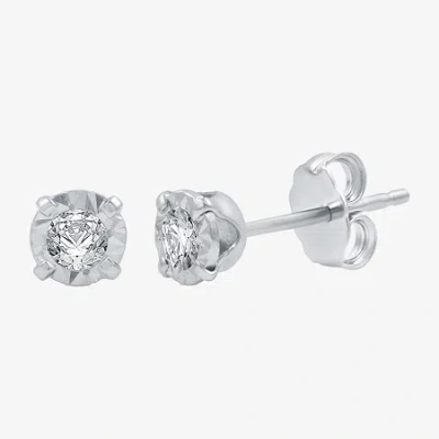 Fine Jewelry 1/8 Ct.t.w. Natural Diamond 10k Gold Stud Earrings In White