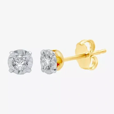Fine Jewelry 1/8 Ct.t.w. Natural Diamond 10k Gold Stud Earrings In Yellow